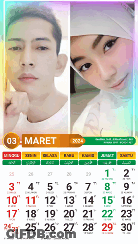 A Calendar Shows A Man And A Woman And The Date Of March 3Rd GIF