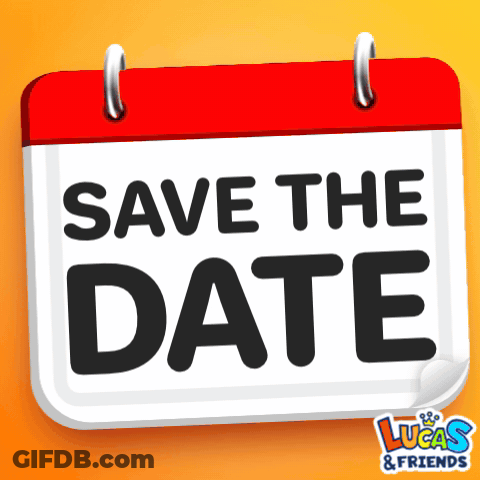 A Calendar That Says Save The Date Is On A Yellow Background GIF