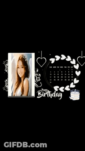 A Calendar With A Picture Of A Woman And The Words Happy Birthday On It . GIF