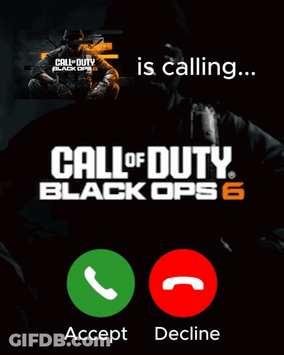 A Call Of Duty Black Ops 6 Advertisement With A Green Accept And Red Decline Button GIF