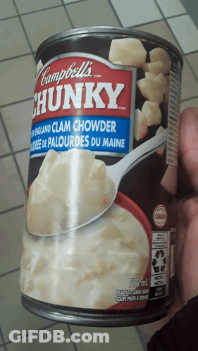 A Can Of Campbell 'S Chunky Clam Chowder GIF