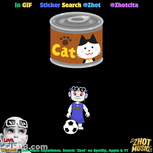 A Can Of Cat Food With A Black And White Cat GIF