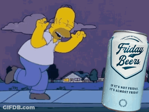 A Can Of Friday Beers Sits Next To A Cartoon Character GIF