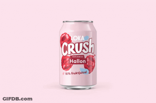 A Can Of Loka Crush Paron Sits On A Table GIF