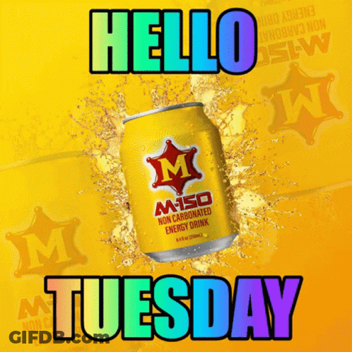 A Can Of M-150 Non Carbonated Energy Drink Splashing On A Yellow Background GIF