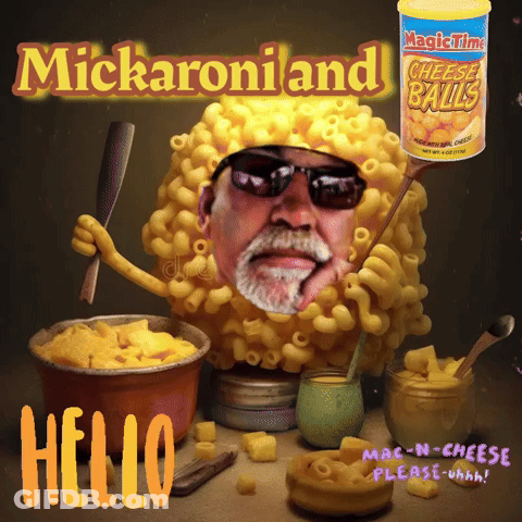 A Can Of Magic Time Cheese Balls Sits Above A Cartoon Man GIF