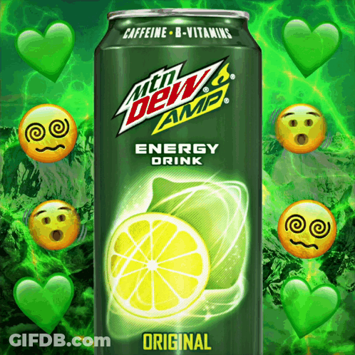 MTN Dew Amp Energy Drink With Lemon Slice GIF
