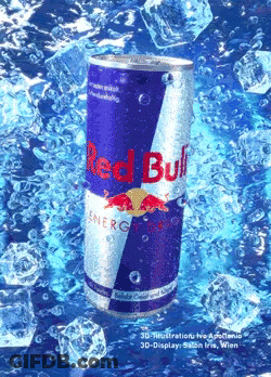A Can Of Red Bull Energy Drink On Ice GIF