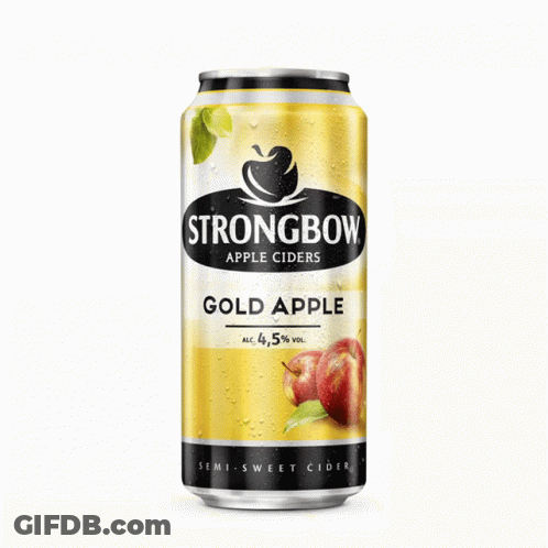 A Can Of Strongbow Apple Ciders With An Apple On The Front GIF