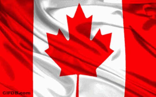 A Canadian Flag With A Red Maple Leaf In The Middle GIF