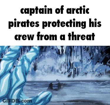 A Captain Of Arctic Pirates Protecting His Crew From A Threat Poster GIF