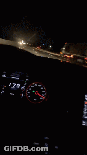 A Car Dashboard With A Speedometer Reading 173 GIF