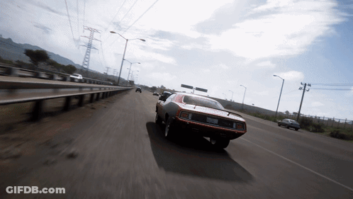 A Car Is Driving Down A Highway With A License Plate That Says ' Sd ' On It GIF