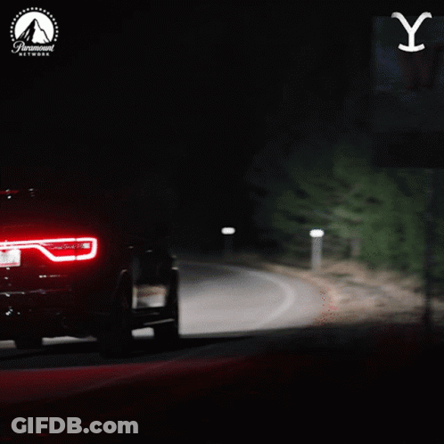 A Car Is Driving Down A Road With A Paramount Network Logo GIF