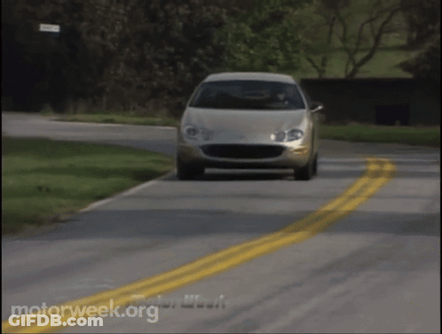 A Car Is Driving Down A Road With Motorweek.org Written On The Bottom Of The Screen GIF