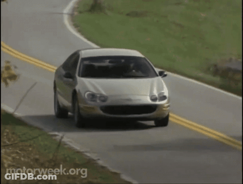 A Car Is Driving Down A Road With Motorweek.org Written On The Bottom Of The Screen GIF