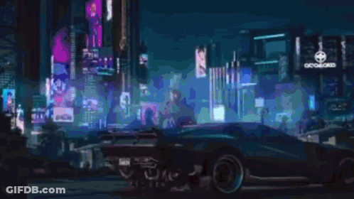 A Car Is Driving Down A Street With A Sign That Says ' Tokyo ' On It GIF