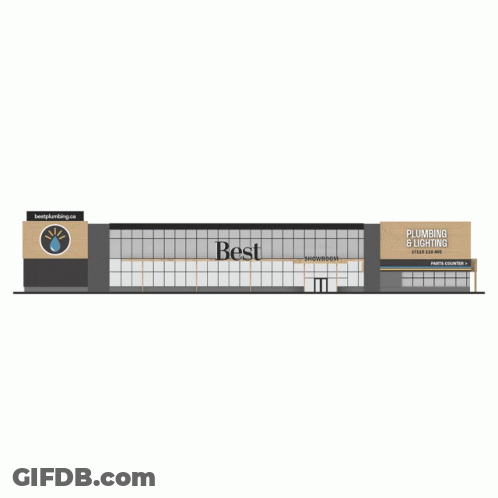 Car Parked In Front Of Plumbing And Lighting Store GIF