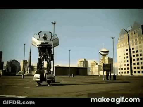 A Car That Has Been Turned Into A Robot GIF