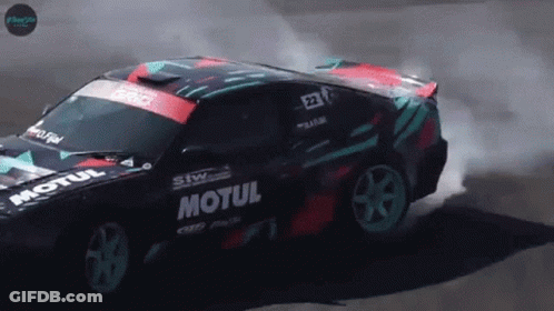 A Car That Has Motul Written On The Side Of It GIF