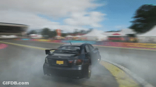 A Car With A New York License Plate Is Drifting On A Road GIF