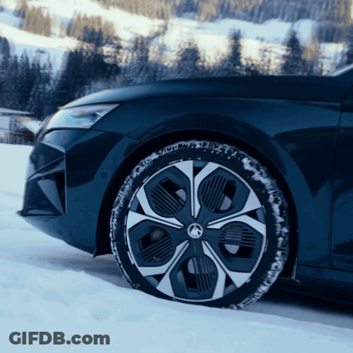 A Car With A Skoda Logo On The Wheel GIF