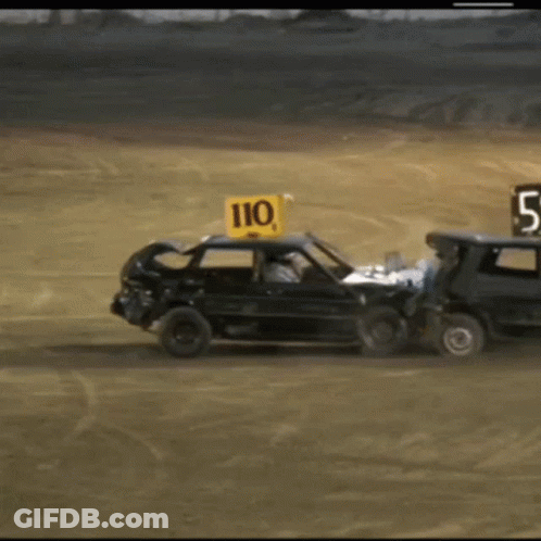 A Car With The Number 110 On The Top Of It GIF