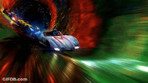 A Car With The Number 7 On It Is Driving Through A Tunnel GIF