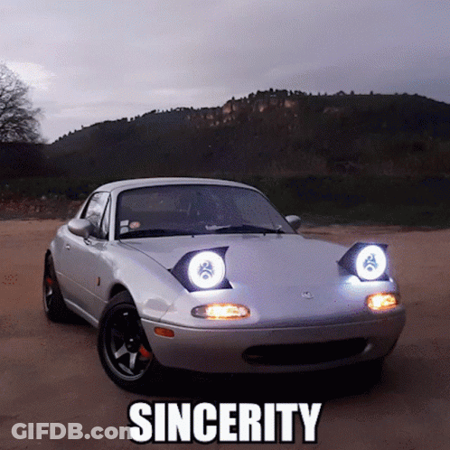 A Car With The Word Sincerity On The Bottom Right GIF