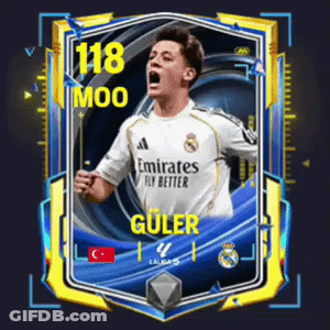 A Card Of A Soccer Player With The Number 118 GIF