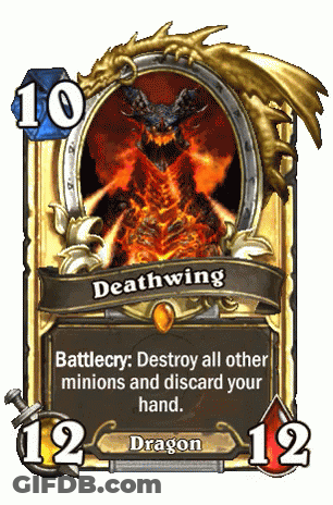 A Card That Says Deathwing On It With A Dragon On It GIF