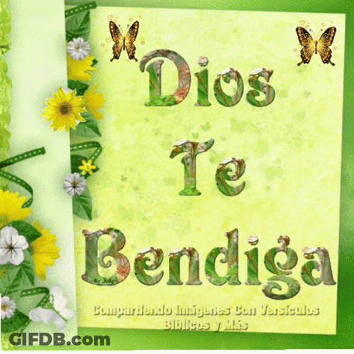 A Card That Says Dios Te Bendiga With Butterflies GIF