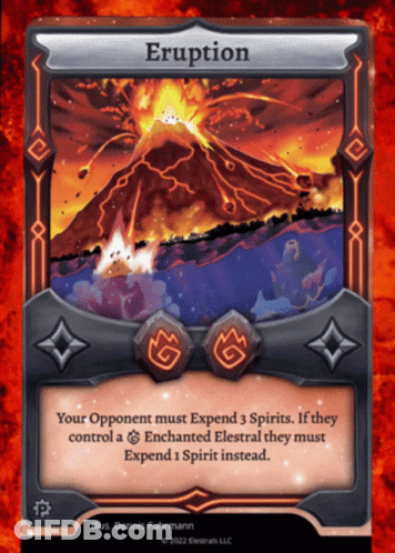 A Card That Says " Eruption " On It GIF