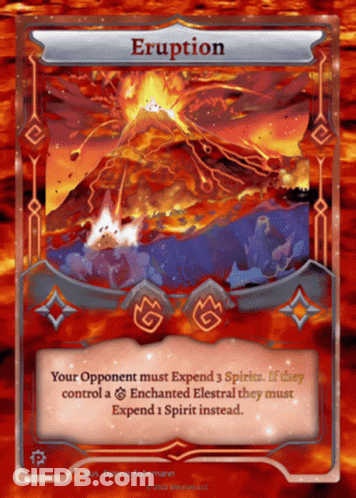 A Card That Says " Eruption " On It GIF