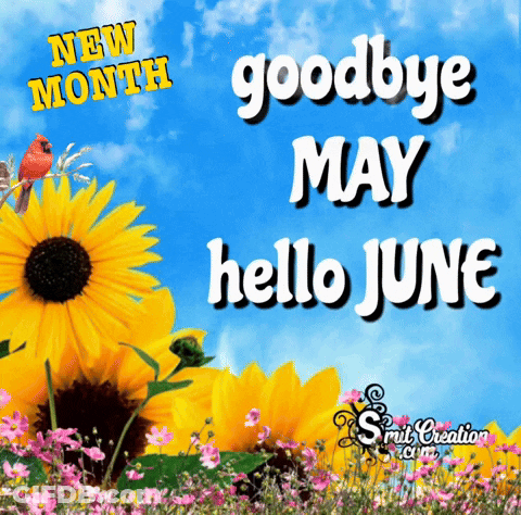 A Card That Says Goodbye May Hello June On It GIF