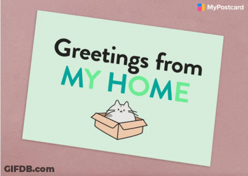 A Card That Says Greetings From My Home GIF