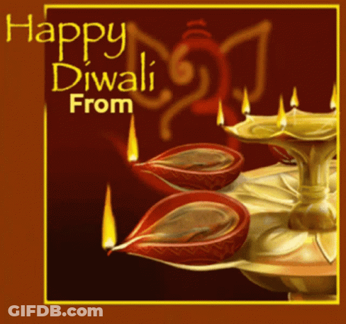 A Card That Says Happy Diwali From With A Picture Of Lit Candles GIF