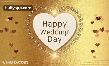 A Card That Says Happy Wedding Day With A Heart In The Middle GIF