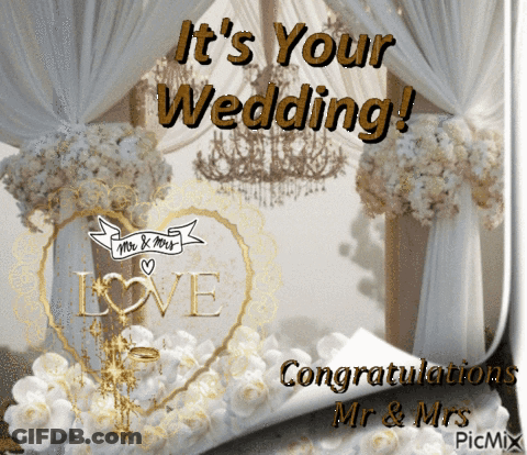 A Card That Says It 'S Your Wedding Congratulations Mr And Mrs GIF