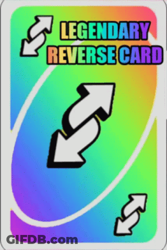 A Card That Says Legendary Reverse Card With Two Arrows Pointing In Opposite Directions GIF