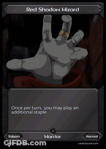 A Card That Says Red Shadow Wizard On The Top GIF