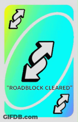A Card That Says " Roadblock Cleared " On The Back GIF