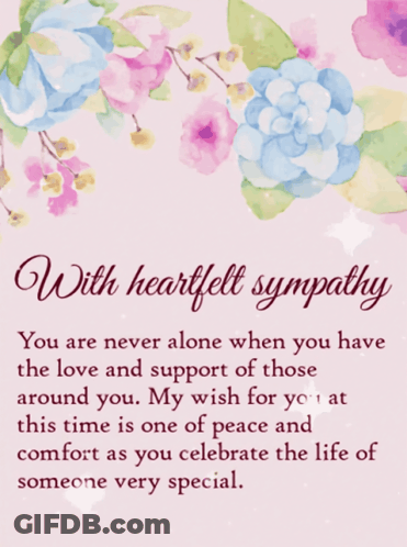 A Card That Says " With Heartfelt Sympathy " On It GIF