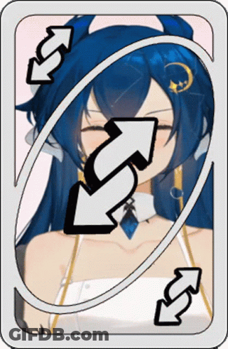 A Card With A Blue Haired Anime Girl With Arrows Pointing To Her Face GIF