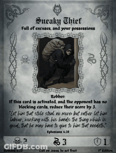 A Card With A Picture Of A Thief On It GIF