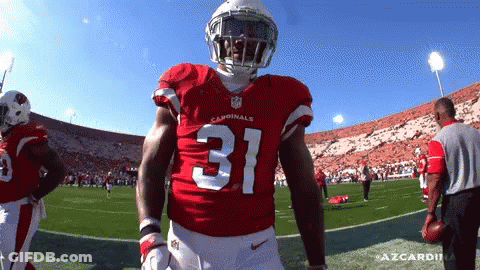 A Cardinals Football Player Stands On The Field GIF