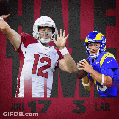 A Cardinals Player Throws A Football While Another Player Looks On GIF