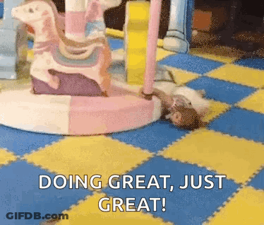 A Carousel With The Words Doing Great Just Great GIF