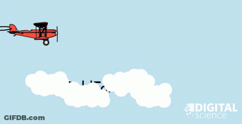 A Cartoon Airplane Flying In The Sky With The Words Happy International Women 'S Day GIF