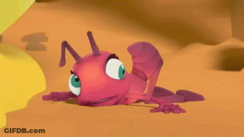 A Cartoon Ant Is Crawling On The Ground And Looking At The Camera . GIF